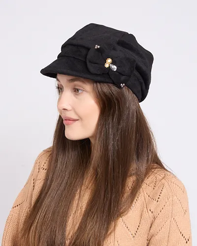 Royalfashion Beret damski z kokardką
