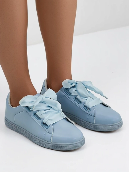 Royalfashion Damskie eko skórzane trampki z ozdobnymi sznurówkami Etti