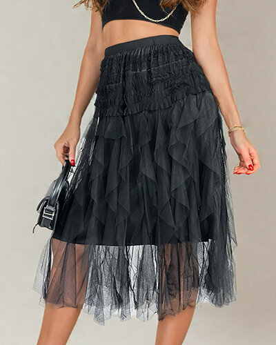 Royalfashion Damska dwuwarstwowa spódnica midi