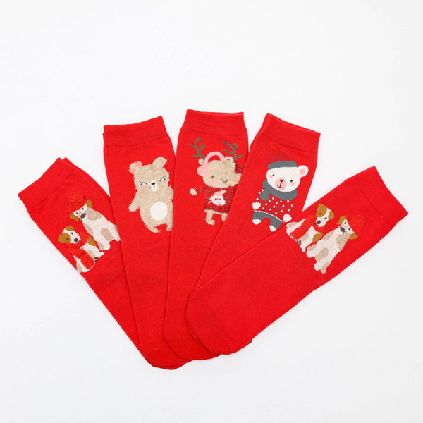 Royalfashion Świąteczne skarpetki damskie za kostkę 5/pak