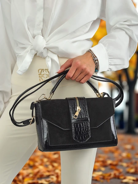 Royalfashion Lakierowana mała damska torebka z eko skóry ShineTrace Tote