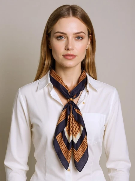 Apollonia – damska apaszka z poliestru, jasny brąz, styl włoski, 69x66cm