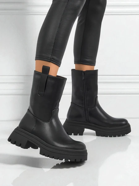 Високі жіночі ботильйони з еко шкіри Scarlet Mist