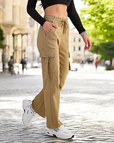 Royalfashion Damskie materiałowe spodnie typu bojówki