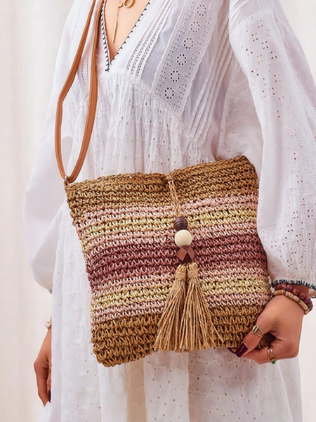 Royalfashion Mała słomiana torebka damska Stripe Charm Mini