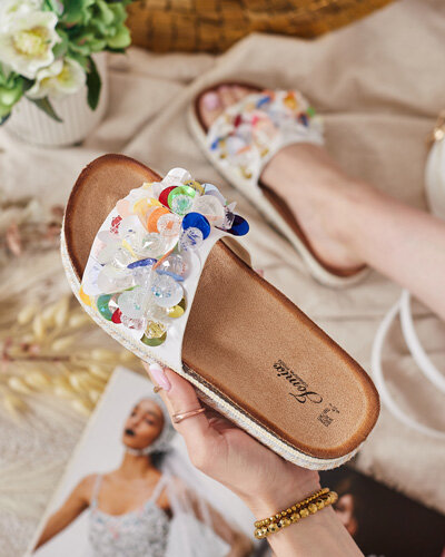 Royalfashion Damskie klapki z kryształkami Loassa