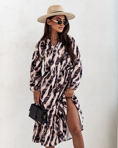 Royalfashion Damska sukienka midi z printem