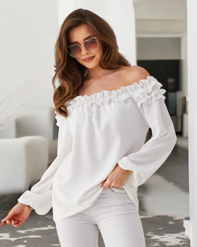 Royalfashion Жіноча блузка а'ла іспанська з рюшами
