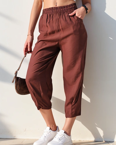 Royalfashion Proste spodnie damskie materiałowe 7/8