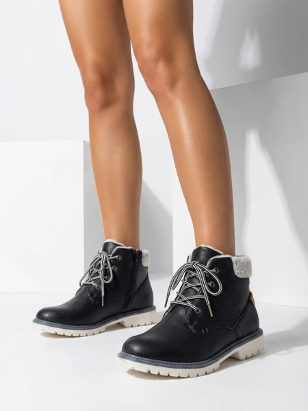 Royalfashion Czarne chłopięce ocieplane trzewiki Tiptop