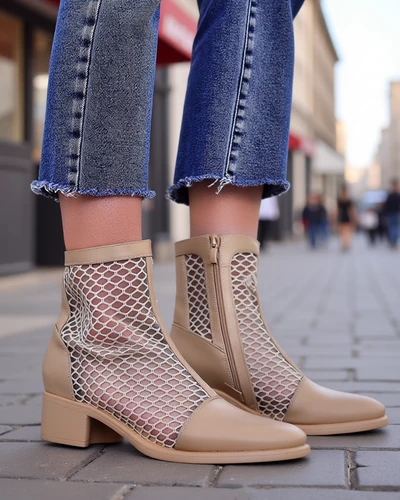 Royalfashion Ażurowe Damskie botki na niskim obcasie Rowices