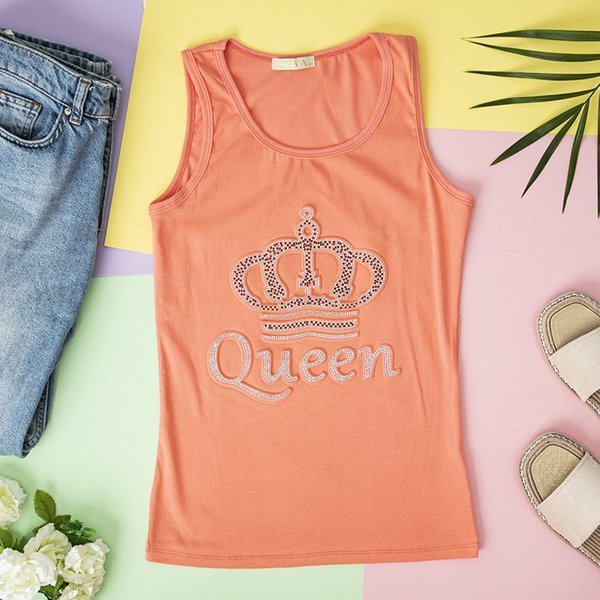 Royalfashion Różowy damski top z cyrkoniami