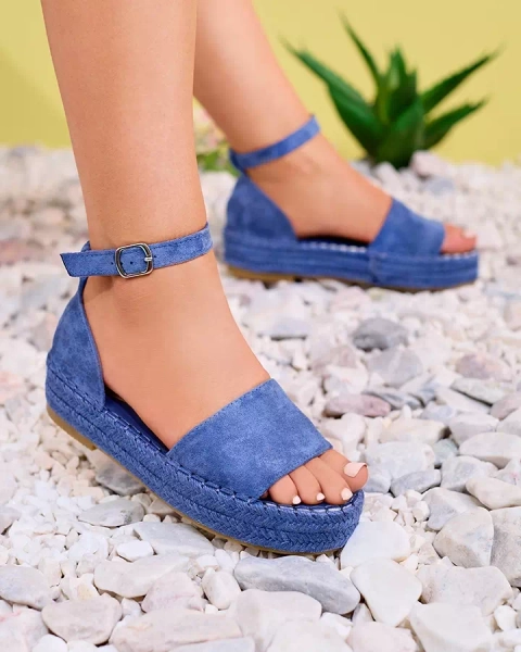 Блакитні жіночі босоніжки на платформі Sitra