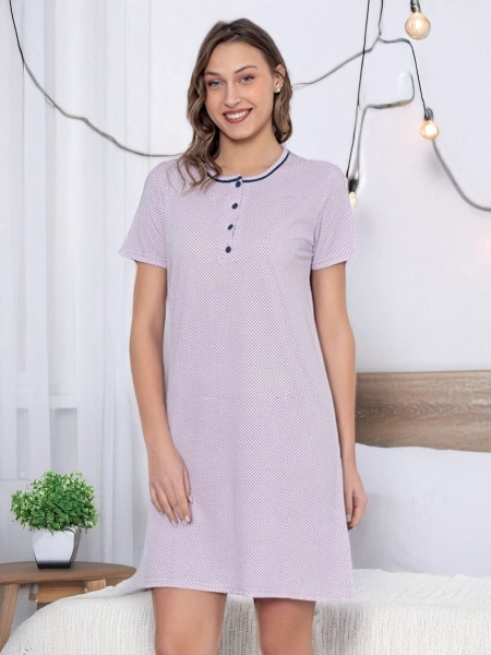 Royalfashion Bawełniana nocna koszula damska w kropki