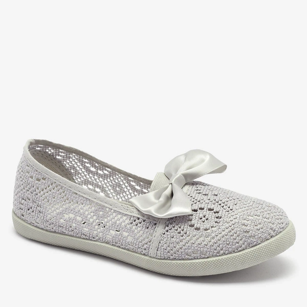 Royalfashion Dziewczęce szare tenisówki slip on z kokardką Sweet Life