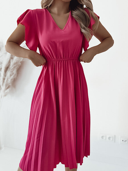 Royalfashion Damska plisowana sukienka midi