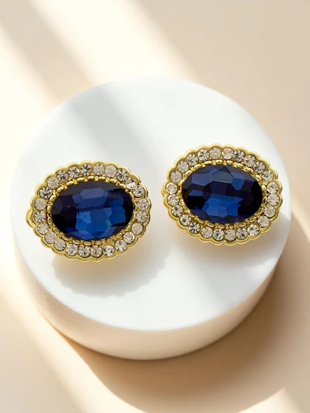 Royalfashion Klipsy kolczyki damskie z kryształem i cyrkoniami