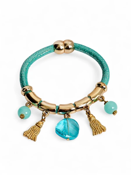 Bransoletka damska z koralikami i brokatem