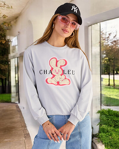 Royalfashion Bawełniana cienka bluza damska z printem