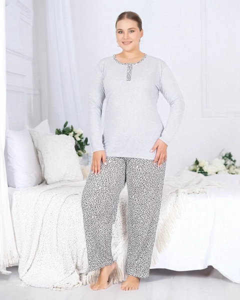 Royalfashion Bawełniana damska 2-częściowa piżama w panterkę PLUS SIZE