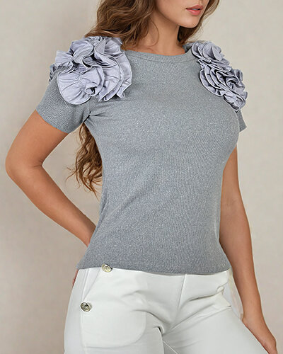 Royalfashion Приталена жіноча ребриста блузка