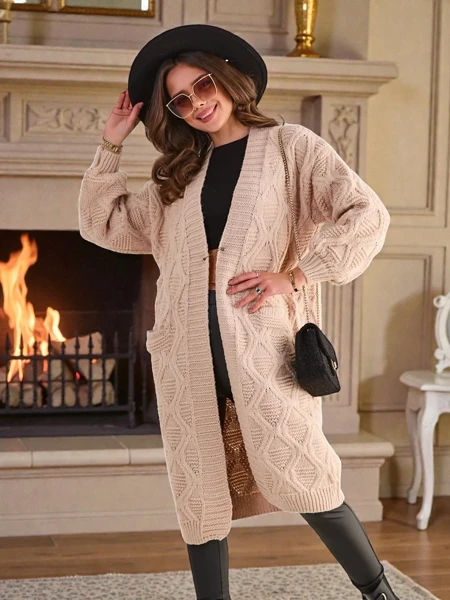 Royalfashion Dzianinowy damski sweter typu narzutka