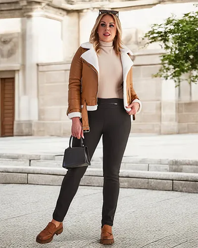 Royalfashion Ocieplane spodnie damskie typu tregginsy w kolorze czarnym PLUS SIZE