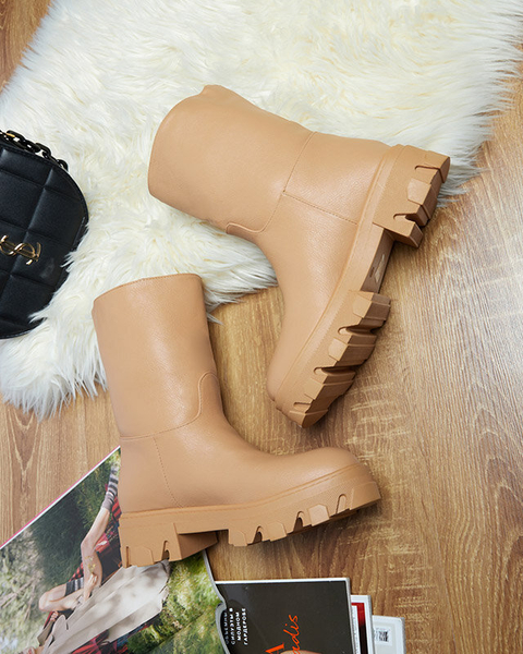 Royalfashion Damskie wsuwane botki z ociepleniem w kolorze camel Mekira