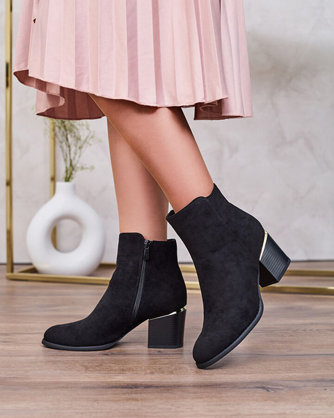 Royalfashion Czarne botki damskie na niskim słupku Traestra