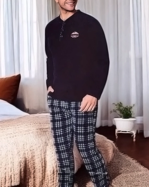 Royalfashion Męska piżama w kratę a' la polar