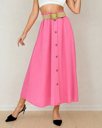 Royalfashion Damska spódnica midi z paskiem