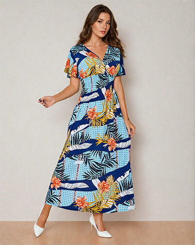 Royalfashion Damska sukienka midi z printem