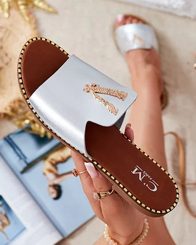 Royalfashion Damskie klapki z eko skóry Cemenna