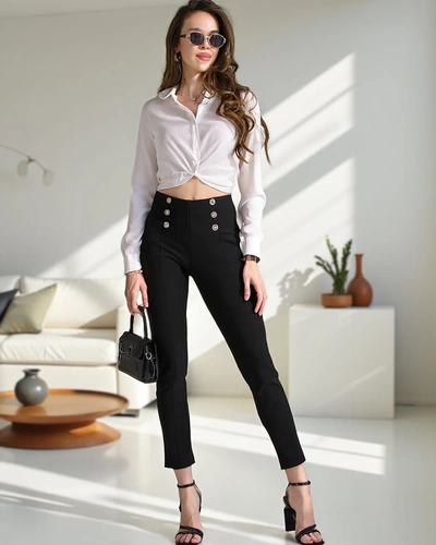 Royalfashion Spodnie typu tregginsy damskie z ozdobnymi guzikami