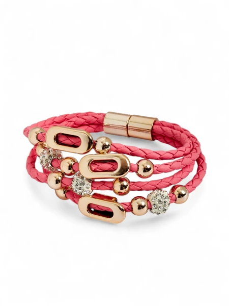 Bransoletka damska z koralikami i cyrkoniami