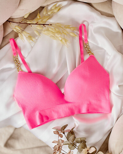 Royalfashion Damski biustonosz prążkowany z ozdobnymi ramiączkami