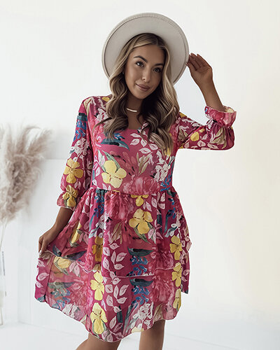 Royalfashion Damska sukienka mini w kwiaty