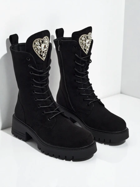 Botki Damskie Luna Czarne Skórzane Eleganckie na Jesień