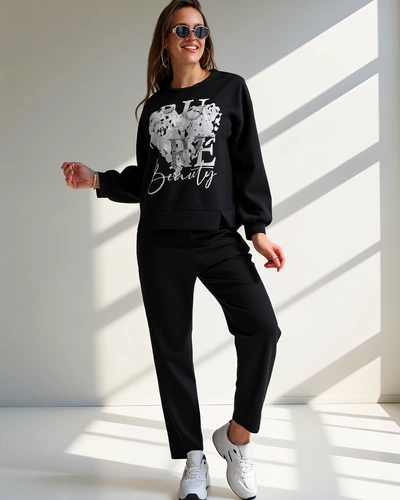 Royalfashion Wiskozowy damski komplet z printem