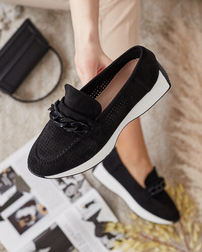 Royalfashion Ажурні жіночі мокасини з ланцюжком Isolla