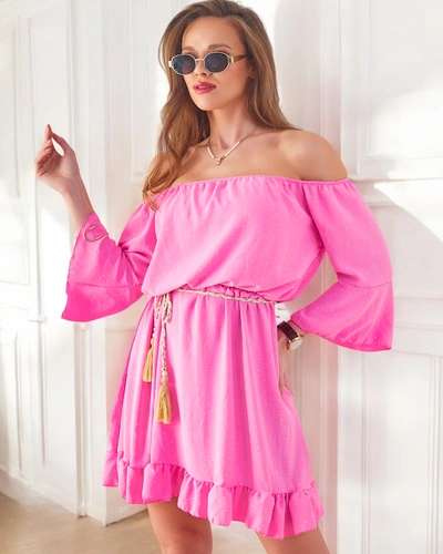 Royalfashion Жіноче міні-сукня іспанського стилю з довгими рукавами та стразами