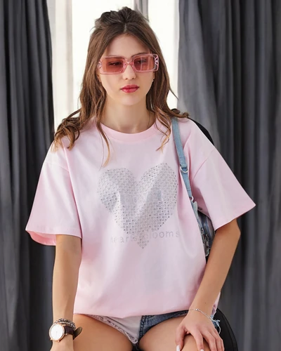 Royalfashion Bawełniany damski t-shirt LOVE z cyrkoniami