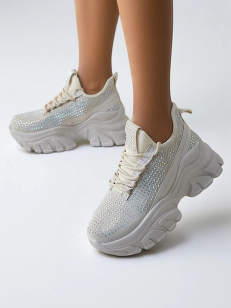 Royalfashion Sportowe sneakersy damskie z cyrkoniami Blysco