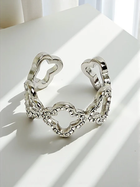 Bransoletka Ariadne Silverita z kryształami – srebrna, geometryczny wzór glamour