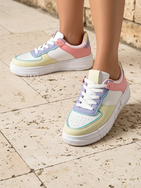 Damskie sneakersy Elektra Pastello - wielokolorowe skóra ekologiczna wiosna