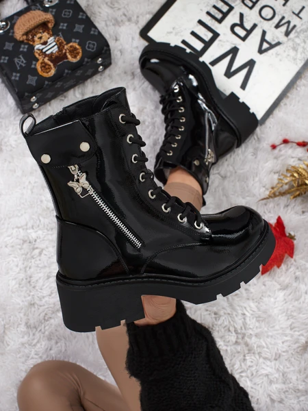 Damskie botki workery lakierowane Seray