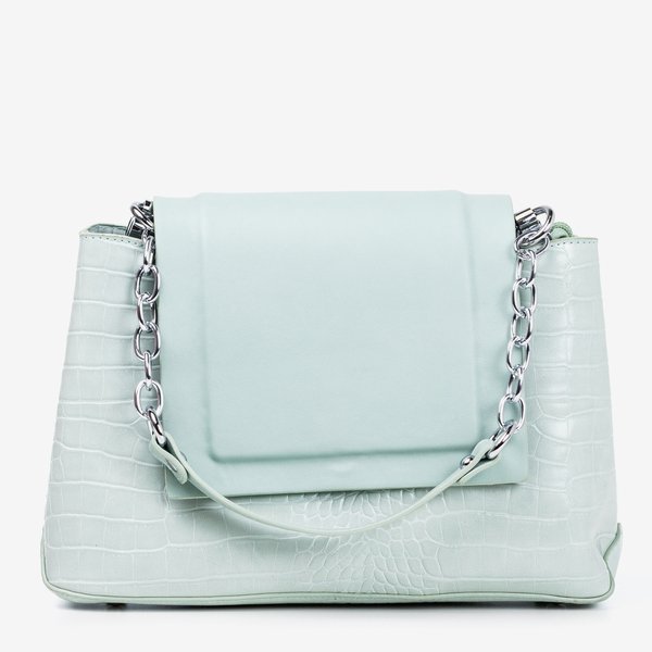 Жіноча сумочка з тисненням у м'ятному кольорі