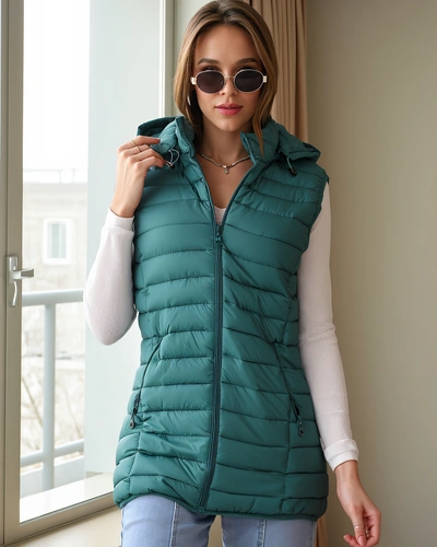 Royalfashion Bezrękawnik damski z odpinanym kapturem