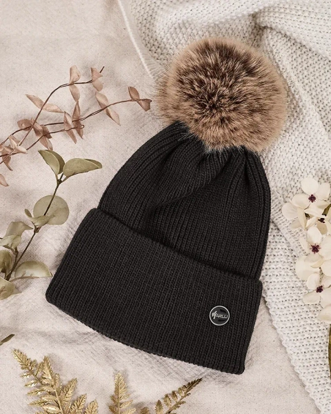 Royalfashion Damska zimowa czapka z pomponem