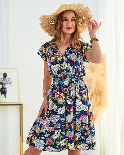 Royalfashion Sukienka damska mini w kwiaty